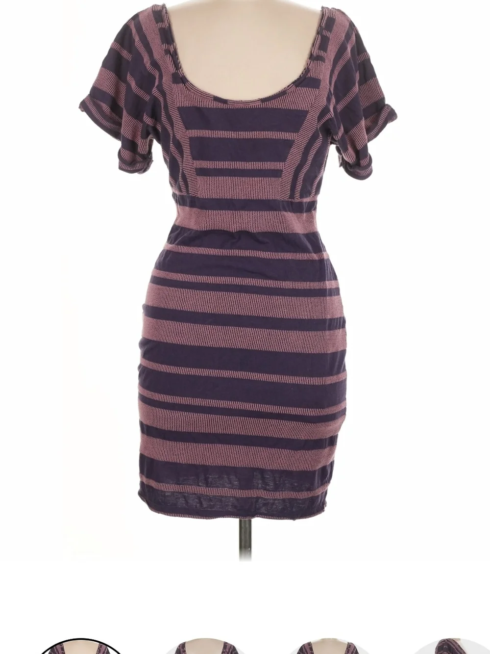 Free People Blue-Purple and Mauve Striped Body Con Mini Dress, M
